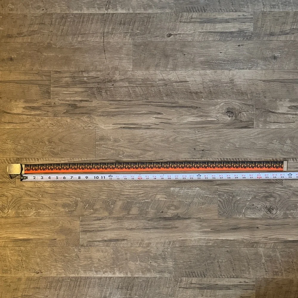 Brandy Melville - Flame Pattern Belt with Metal Buckle - Size OS